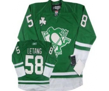 Pittsburgh Penguins #58 Kris Letang St. Patrick's Day Green Jersey