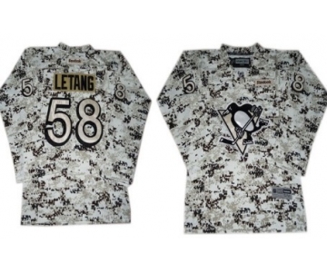 Pittsburgh Penguins #58 Kris Letang White Camo Kids Jersey