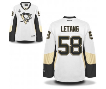 Women's Pittsburgh Penguins #58 Kris Letang White Road 2017 Stanley Cup NHL Finals Patch Jersey