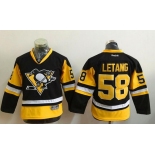 Youth Pittsburgh Penguins #58 Kris Letang Black Third Reebok Hockey Jersey