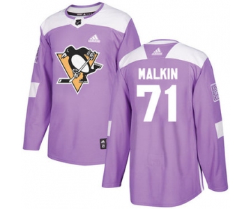 Adidas Pittsburgh Penguins #71 Evgeni Malkin Purple Authentic Fights Cancer Stitched Youth NHL Jersey