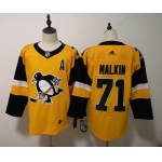 Adidas Pittsburgh Penguins #71 Evgeni Malkin Yellow Alternate Stitched NHL Jersey