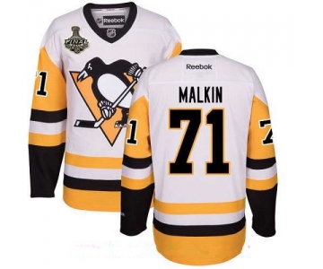 Men's Pittsburgh Penguins #71 Evgeni Malkin White Third 2017 Stanley Cup Finals Patch Stitched NHL Reebok Hockey Jersey