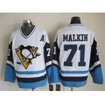 Pittsburgh Penguins #71 Evgeni Malkin 1972 White With Light Blue CCM Vintage Throwback Jersey
