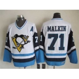 Pittsburgh Penguins #71 Evgeni Malkin 1972 White With Light Blue CCM Vintage Throwback Jersey