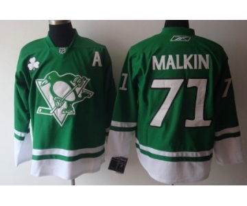 Pittsburgh Penguins #71 Evgeni Malkin St. Patrick's Day Green Jersey
