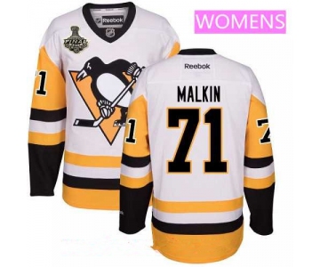 Women's Pittsburgh Penguins #71 Evgeni Malkin White Third 2017 Stanley Cup Finals Patch Stitched NHL Reebok Hockey Jersey