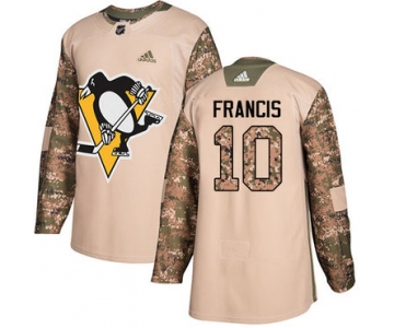 Adidas Penguins #10 Ron Francis Camo Authentic 2017 Veterans Day Stitched NHL Jersey