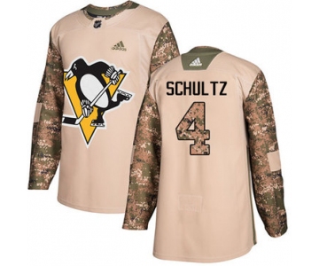 Adidas Penguins #4 Justin Schultz Camo Authentic 2017 Veterans Day Stitched NHL Jersey