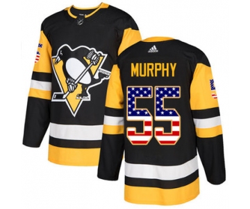 Adidas Penguins #55 Larry Murphy Black Home Authentic USA Flag Stitched NHL Jersey