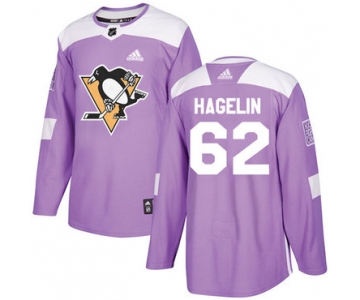 Adidas Penguins #62 Carl Hagelin Purple Authentic Fights Cancer Stitched NHL Jersey