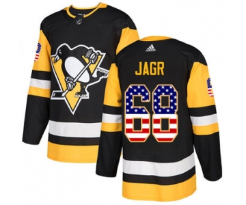 Adidas Penguins #68 Jaromir Jagr Black Home Authentic USA Flag Stitched NHL Jersey