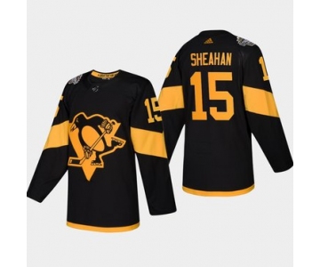 Men's #15 Riley Sheahan Penguins Coors Light 2019 Stadium Series Black Authentic Jersey