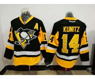 Men's Pittsburgh Penguins #14 Chris Kunitz Black Third A Patch Stitched NHL Reebok Hockey Jersey