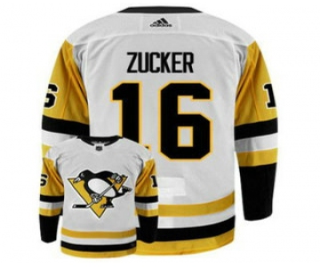 Men's Pittsburgh Penguins #16 Jason Zucker White Jersey White Adidas Stitched NHL Jersey