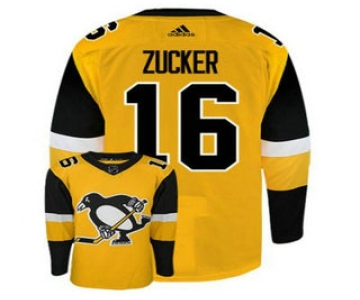 Men's Pittsburgh Penguins #16 Jason Zucker Yellow Adidas Stitched NHL Jersey