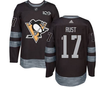 Men's Pittsburgh Penguins #17 Bryan Rust Black 100th Anniversary Stitched NHL 2017 adidas Hockey Jersey