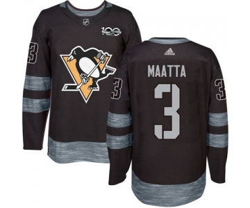 Men's Pittsburgh Penguins #3 Olli Maatta Black 100th Anniversary Stitched NHL 2017 adidas Hockey Jersey