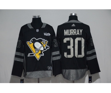 Men's Pittsburgh Penguins #30 Matt Murray Black 100th Anniversary Stitched NHL 2017 adidas Hockey Jersey