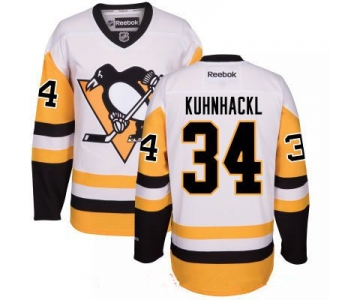 Men's Pittsburgh Penguins #34 Tom Kuhnhackl White Third Stitched NHL Reebok Hockey Jersey