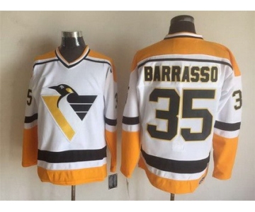 Men's Pittsburgh Penguins #35 Tom Barrasso 1992-93 White CCM Vintage