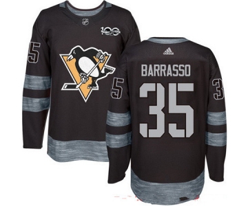 Men's Pittsburgh Penguins #35 Tom Barrasso Black 100th Anniversary Stitched NHL 2017 adidas Hockey Jersey