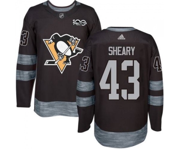 Men's Pittsburgh Penguins #43 Conor Sheary Black 100th Anniversary Stitched NHL 2017 adidas Hockey Jersey