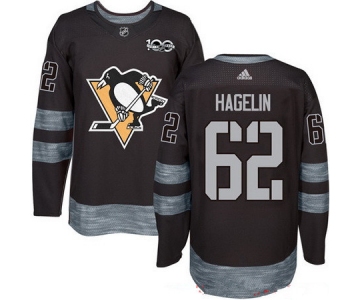 Men's Pittsburgh Penguins #62 Carl Hagelin Black 100th Anniversary Stitched NHL 2017 adidas Hockey Jersey