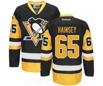 Men's Pittsburgh Penguins #65 Ron Hainsey Black Third Stitched NHL Reebok Hockey Jersey