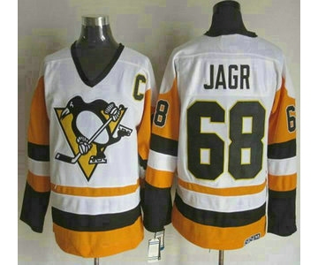 Men's Pittsburgh Penguins #68 Jaromir Jagr 1988-89 White CCM Vintage Throwback Jersey