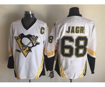 Men's Pittsburgh Penguins #68 Jaromir Jagr 2002-03 White CCM Vintage Throwback Jersey