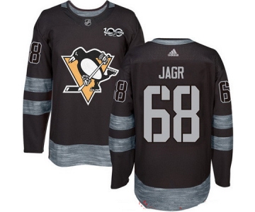 Men's Pittsburgh Penguins #68 Jaromir Jagr Black 100th Anniversary Stitched NHL 2017 adidas Hockey Jersey