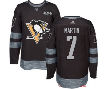 Men's Pittsburgh Penguins #7 Paul Martin Black 100th Anniversary Stitched NHL 2017 adidas Hockey Jersey