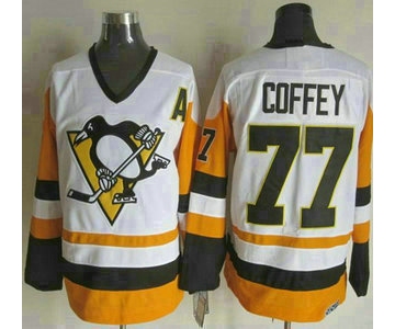 Men's Pittsburgh Penguins #77 Paul Coffey 1988-89 White CCM Vintage Throwback Jersey