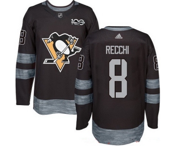 Men's Pittsburgh Penguins #8 Mark Recchi Black 100th Anniversary Stitched NHL 2017 adidas Hockey Jersey