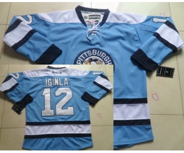 Pittsburgh Penguins #12 Jarome Iginla Light Blue Jersey