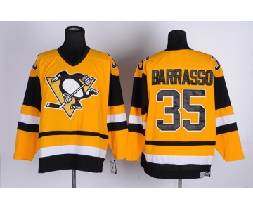 Pittsburgh Penguins #35 Tom Barrasso Yellow Throwback CCM Jersey
