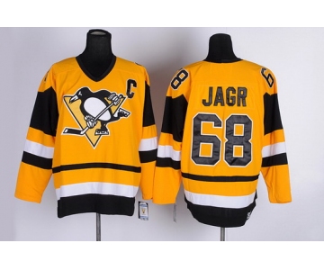 Pittsburgh Penguins #68 Jaromir Jagr Yellow Throwback CCM Jersey