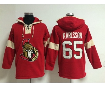 2014 Old Time Hockey Ottawa Senators #65 Erik Karlsson Red Hoodie