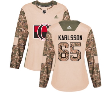 Adidas Senators #65 Erik Karlsson Camo Authentic 2017 Veterans Day Women's Stitched NHL Jersey
