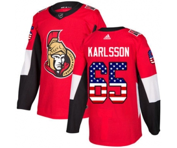 Kid Adidas Senators 65 Erik Karlsson Red Home Authentic USA Flag Stitched NHL Jersey