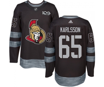 Men's Ottawa Senators #65 Erik Karlsson Black 1917-2017 100th Anniversary Stitched NHL Jersey