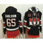 Men's Ottawa Senators #65 Erik Karlsson NEW Black Stitched NHL Old Tim Hockey Hoodie