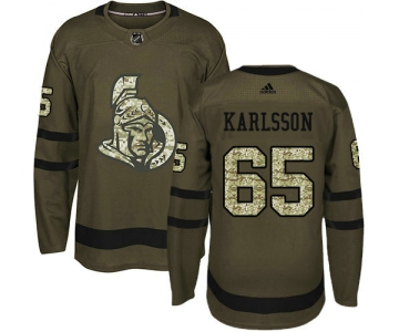Youth Adidas Senators 65 Erik Karlsson Green Salute to Service Stitched NHL Jersey