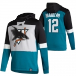 San Jose Sharks #12 Patrick Marleau Adidas Reverse Retro Pullover Hoodie Gray Teal