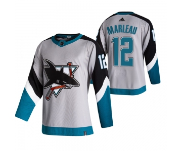 San Jose Sharks #12 Patrick Marleau Grey Men's Adidas 2020-21 Reverse Retro Alternate NHL Jersey