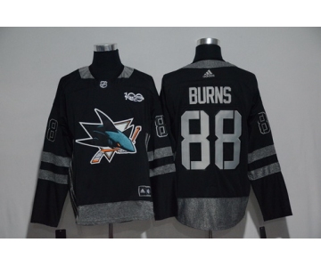 Men's San Jose Sharks #88 Brent Burns Black 100th Anniversary Stitched NHL 2017 adidas Hockey Jersey