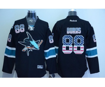 Men's San Jose Sharks #88 Brent Burns Black USA Flag Hockey Jersey