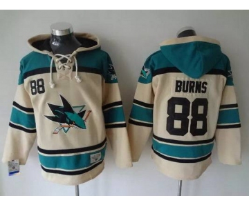 Men's San Jose Sharks #88 Brent Burns Old Time Hockey Cream Hoodie