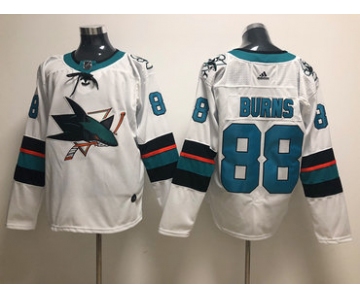 Men's San Jose Sharks #88 Brent Burns White Adidas Jersey